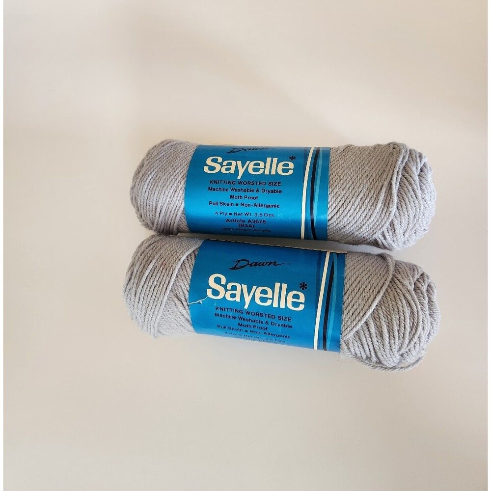 Vintage  Dawn SAYELLE Yarn - #712 -Steel Grey Lot of 2 100% Orlon Acrylic New